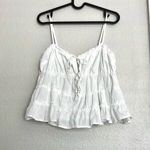 Aeropostale White Ruffle-Tiered Spaghetti Strap Camisole 100% Cotton